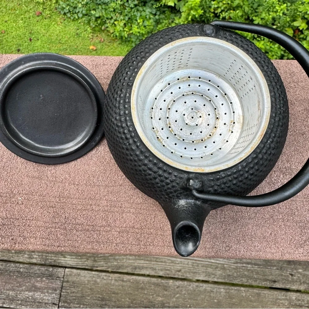 Japanese Cast Iron Arare Hobnail Tetsubin Style Teapot Infuser Black Made Japan